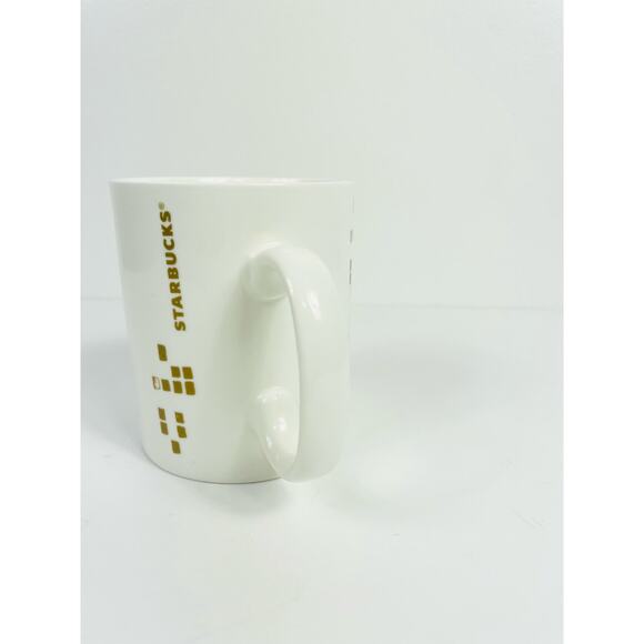 Starbucks 2014 Ivory Gold Holiday Christmas Tree Coffee Mug Cup 15.2 oz. - Picture 5 of 10